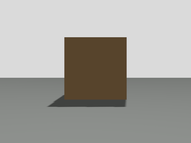 An image from a simulated RGB camera in Gazebo showing a crate in front of the robot.